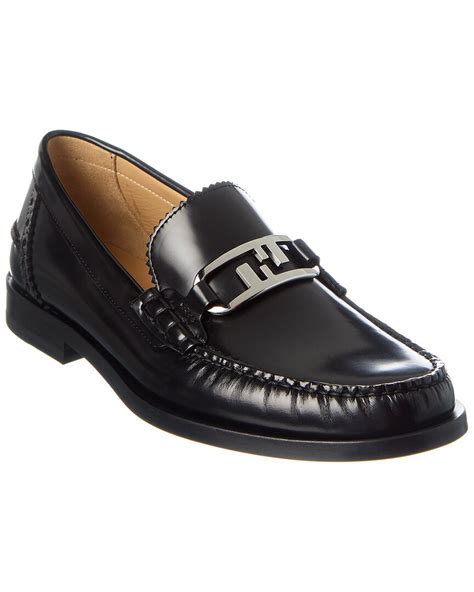 fendi o'lock leather trim loafer.